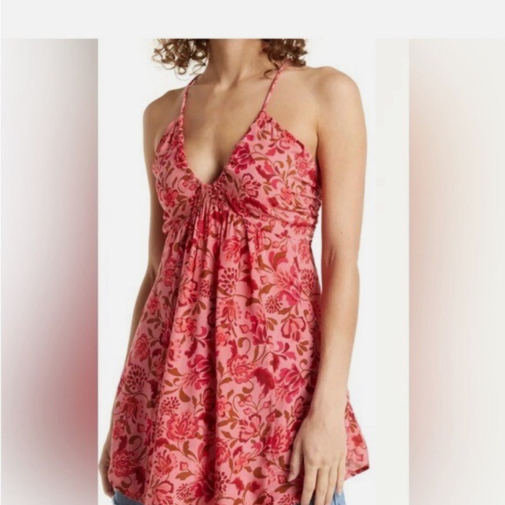 Floral Pink Halter Top free people size large
